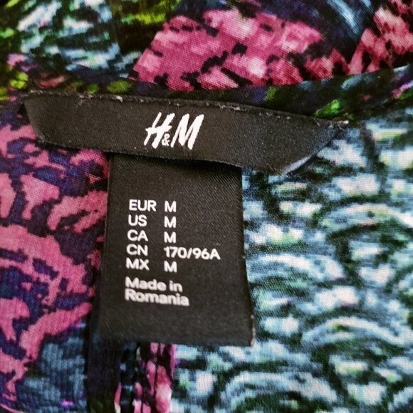(919)H&M Women Multicolor Hi Lo Printed Dress Size M s with Cut-out - Picture 6 of 7